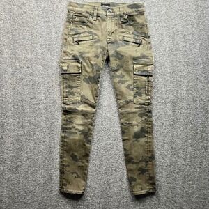 Hudson Pants Womens 24 Green Camo Colby Ankle Moto Skinny Cargo WA4074TEQ